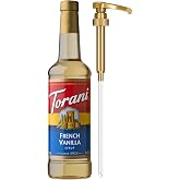 Torani Coffee Syrup, French Vanilla Flavor, Pump Included, 25.4 Fl Oz | Sweeten &amp; Add Decadent Flavoring to Caf&eacute;-Style Drinks &amp; Desserts | Made with Pure Cane Sugar | Coffee Bar Essentials