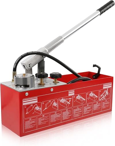 Dyna-Living 12L Pressure Test Pump 0-60 Bar Gauge 1/2" Outlet 53" Hose
