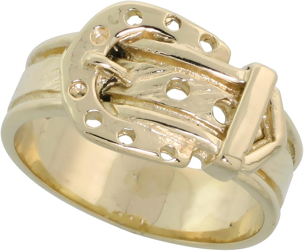 14k Gold Belt Buckle Ring, 3/8" (10mm) wide Jewelry