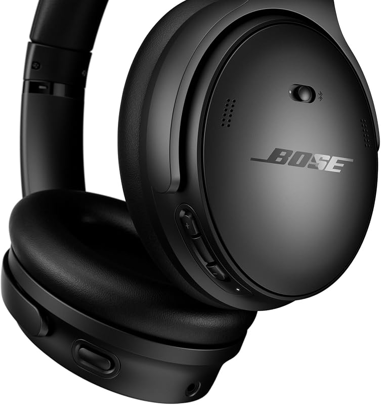 Fones de ouvido sem fio bose quietcomfort soft case com cancelamento de ruído, fones de ouvido com bluetooth com até 24 horas de duração da bateria, com soft case, preto (preto)
