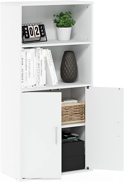 Furinno PASIR Book Shelf Door Bookshelf 59.9 W x 121.4 H x 30 D cm White