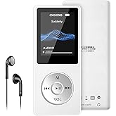 MP3 Player with Bluetooth 5.0, 1.8 inch Screen Portable Music Player with HD Speaker, HiFi Music Supports FM Radio, Voice Recorder, Supports Expanded Up to 128GB(White, 32GB)
