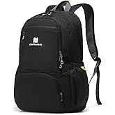 CLANTRILOBITE Lightweight Packable Travel Backpack, 30L Black Daypack Hiking Backpack for Women Men, Waterproof and Foldable, Travel Backpack Carry on Flight Approved