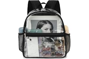 GYEUKHAM Clear Backpack, Heavy Duty PVC Transparent Backpack for Adult Men Kids Girls, Clear Bag for Stadium Events for School Concert Work Security Travel Football Field,Black