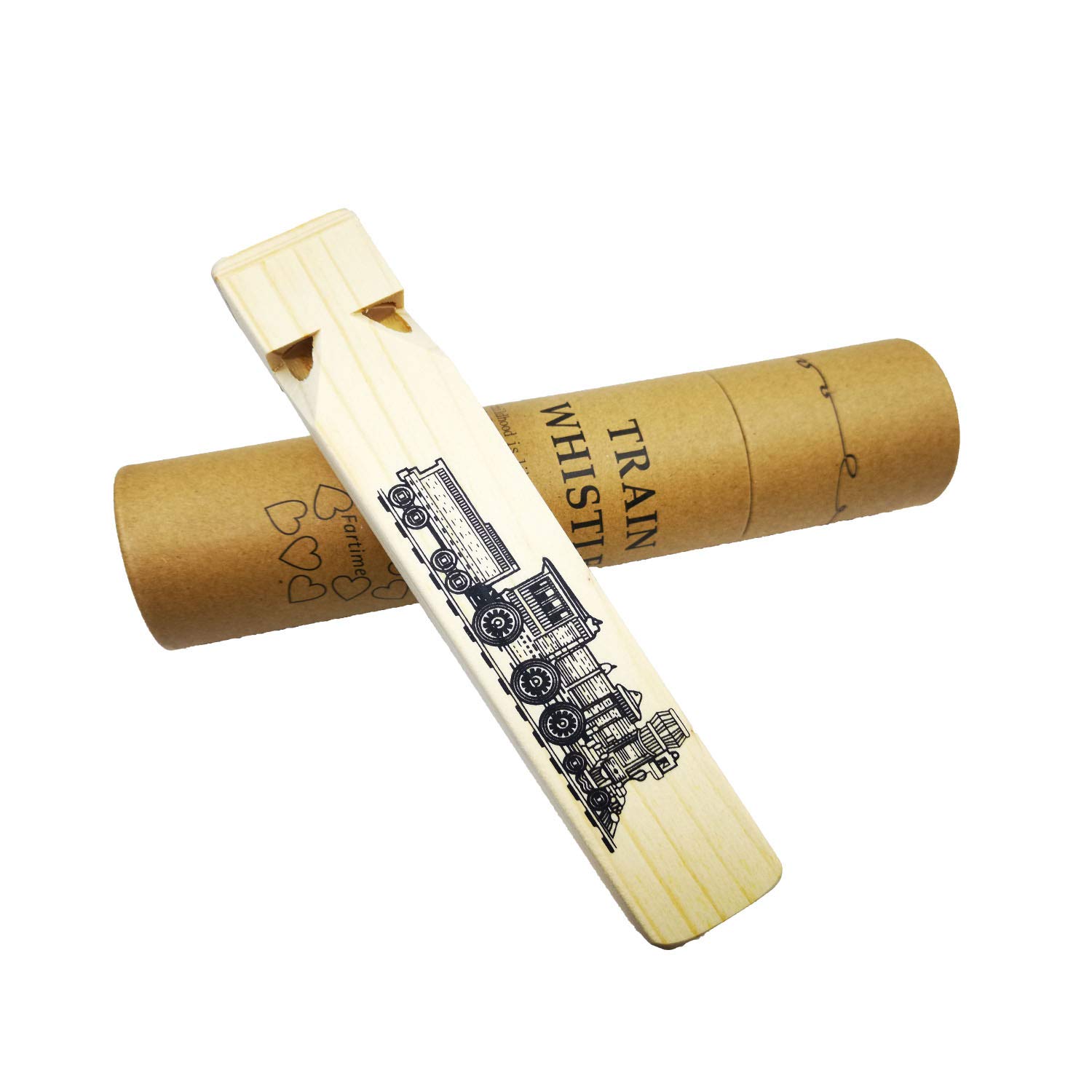 Wooden Train Whistle With A Beautiful Gift Box, 4 Tone Toddlers Educational Party Favors Toy Gift with Blast Chart for Kids