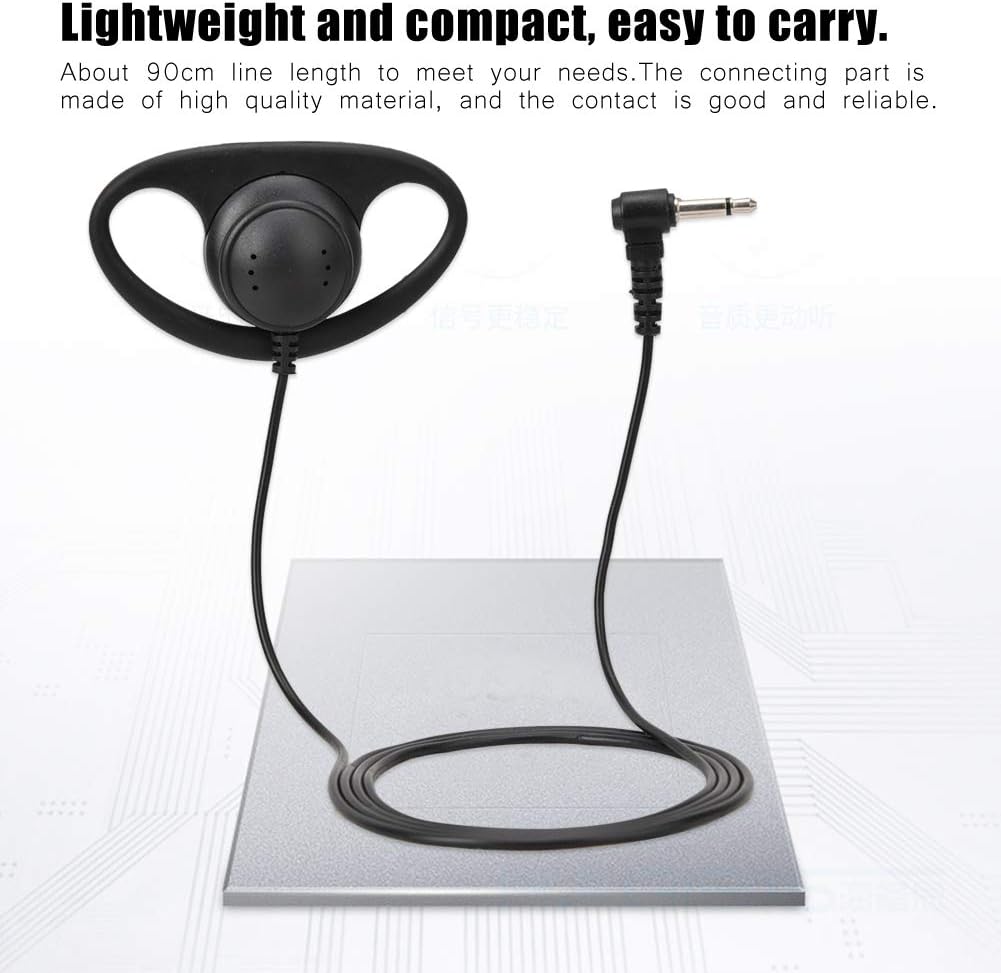 Diyeeni D-Shape Walkie Talkie Headset, 3.5mm Two-Way Radio Headset, Safety Ear Clip Ear with 90cm Cable - Image 3