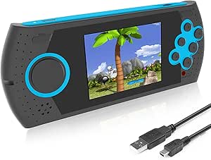 EASEGMER Kids Adults Handheld Games Console ,16 Bit Electronic Retro Game Console with 230 HD Games 3.0-Inch TFT Color Screen Video Games Player Support Heaphone &amp; USB Rechargeable (Blue)