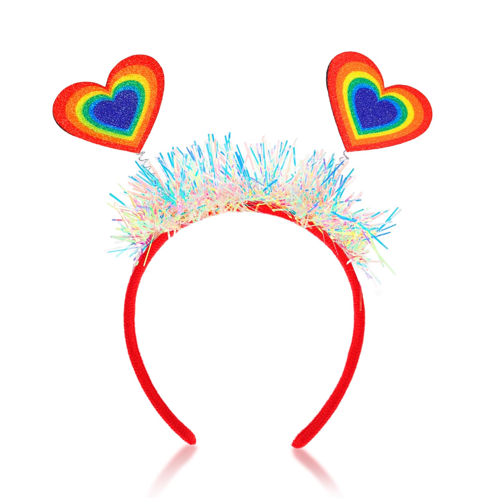Photo 1 of *2 Pack* Rainbow Hair Hoop Glitter Tassel Head Bopper Color Heart Hairband for Women Girls Kids - Gay Pride Celebration Parades Festival Headdress Accessories 1PCS
