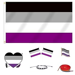 MEPLUM PRIDE 3x5 FT ACE Asexual Flag Bundle with