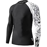 ADOREISM Quick-Dry Men's Long Sleeve Rash Guard UPF 50+ Compression Swim Shirt