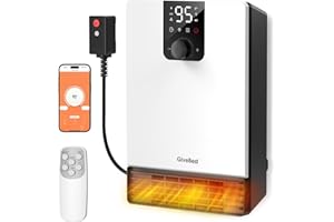 GiveBest Wall Heater for Bathroom, 1500W Fast Heating Electric Space Heater with ALCI Plug, Adjustable Thermostat, 3 Heating Modes, 24H Timer, Easy Mounted Heater for Indoor Use, Home, Office, White