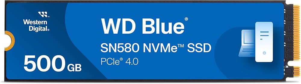 Western Digital WD Blue SN580 500GB M.2 NVMe SSD PCIe Gen4 4150MB/s Acronis