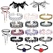 Tpocean 18Pcs Gothic Tatto Red Flower Black Velvet Colorful Lace Long Choker Necklaces Gold Choker Set for Women Girls