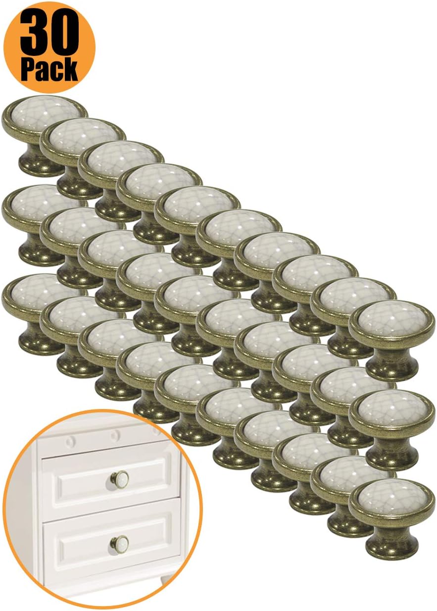 Probrico 20pcs 96mm Kitchen Cabinet Door Handles Antique Brass Drawer Knobs Zinc Alloy Light Pattern On Ceramic Cupboard Pulls Height 34mm Hardware Vervetalent Cabinet Hardware