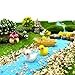 EMiEN 28 Pieces Village Vacation Style Miniature Ornament Kits Set for DIY Fairy Garden Dollhouse Decoration,Blue Sand,Scree,Cute Kids,Boats,Chicks,Ducks,Trees,Stairs,Mushrooms,Stump Pier