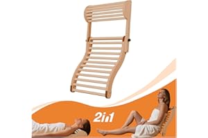 ZUKNC 2-in-1 Sauna Backrest with Headrest - Adjustable No-Install Wooden Sauna Accessories, Ergonomic S-Design, Heat-Resistant, Stable & Non-Slip - Fits All Traditional (High-Temp), Barrel & Infrared Saunas