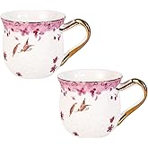KAMMAK Coffee Mugs Ceramic Novelty Cups 16oz Porcelain Tea Cups Set of 2 Large Cappuccino Mugs with Handle Espresso Mug for Hot Cocoa, Latte, Breakfast Cereal, Americano (Butterfly)