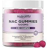 6 in 1 NAC Gummies, Chewable N Acetyl Cysteine 1000mg Supplement for Kids & Adults, with ALA, Zinc, Vitamin C & E, Selenium, Support Antioxidant & Immune System, Blueberry Flavor, Sugar Free, 60 Ct