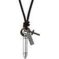 HAQUIL Boho Leather Necklace Antique Tribal Pendant, Boho Jewelry Gift for Men and Women