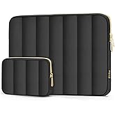 MOSISO 13-14 inch Laptop Case,13.3 inch Puffy Laptop Sleeve Compatible with MacBook Air 13 13.6 M4 M3 M2 M1/Pro 13/Pro 14, HP, Dell, ASUS, Lenovo,Vertical Rectangle Carrying Bag with Small Case, Black