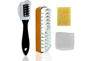 UPEOXT 4 Pcs Suede Cleaning Kit, Shoe Brush Care Set with Eraser Towel, Suede Brush for Nubuck Leather Boots, Hard Wearing Cr