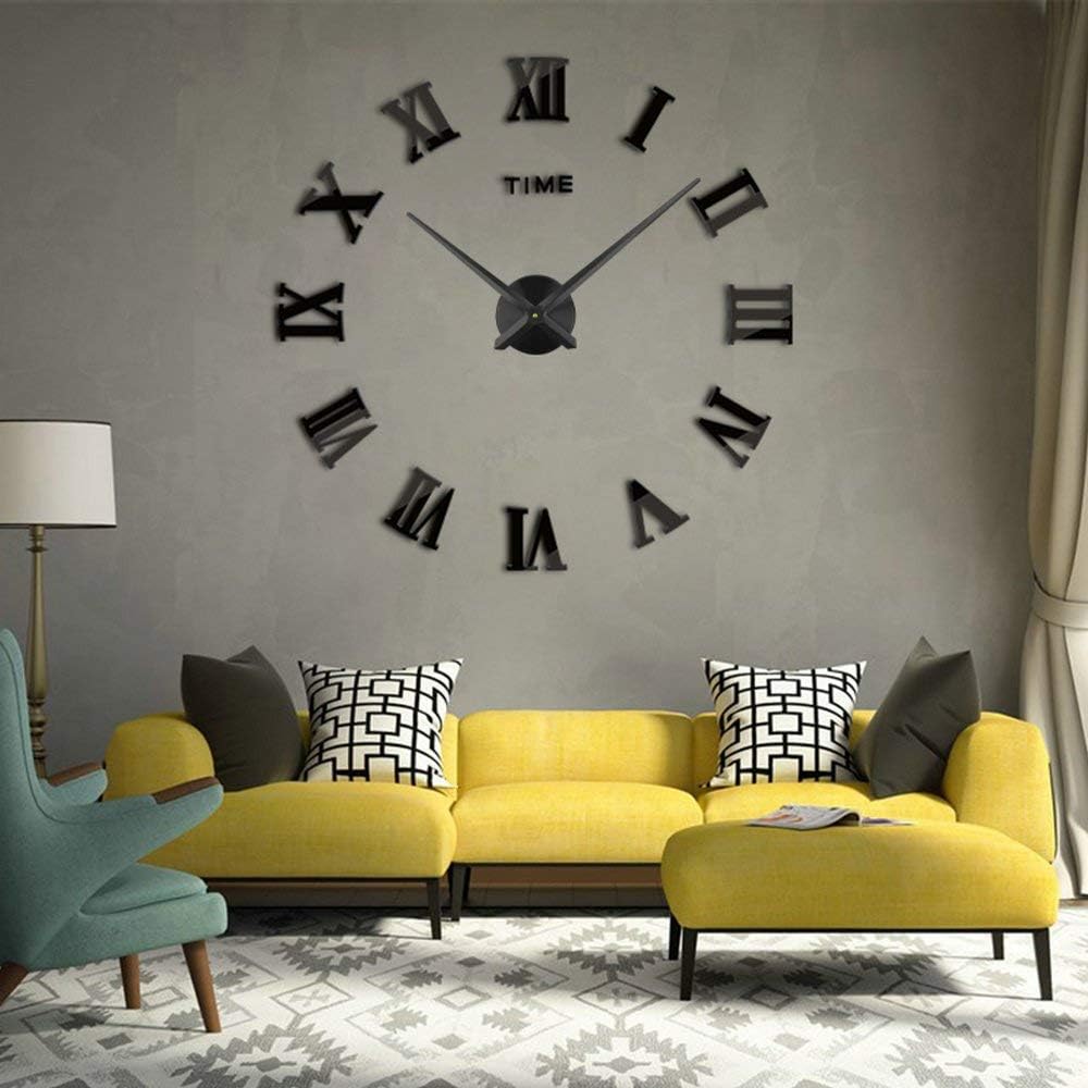 3D DIY Wall Clock, Timelike 1M Modern Frameless Large 3D DIY Wall Clock Kit