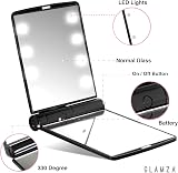 Glamza LED Light Foldable Makeup Mirror - Black, Travel Size, 8 LEDs, Magnetic view 3