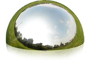 Nerien 8 Inch Gazing Ball, Stainless Steel Garden Mirror Globe, Polished Ornament Sphere, Hollow Floating Reflective Hemisphere for Home Outdoor Pond Housewarming Swimming Pool Decoration, Silver