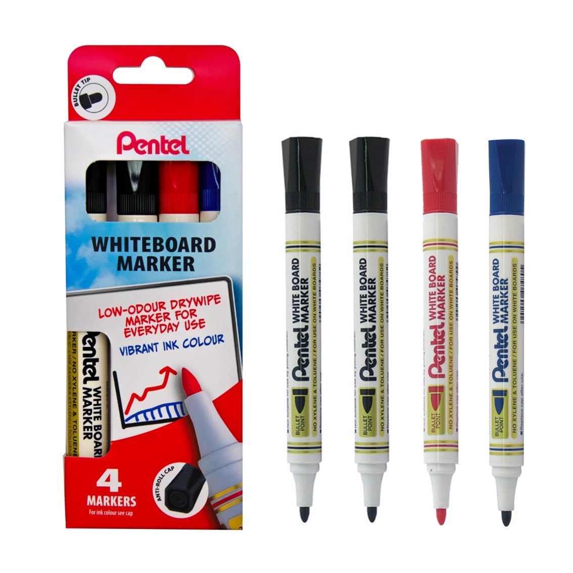Pentel YMW85/4-MIX Whiteboard Marker - Multi-Colour
