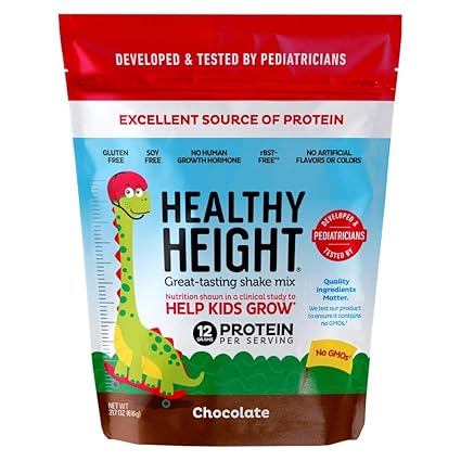 Amazon Com Healthy Height Kids Protein Powder Chocolate Developed By Pediatricians High In Protein Nutritional Shake To Supplement Child Growth Contains Key Vitamins Minerals To Gain Height