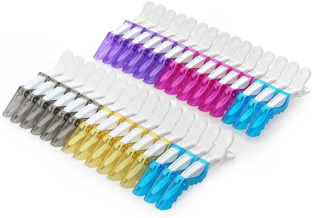 Pack of 30 Multicolor Croc Clips With Plastic case-Transparent Plastic Hairdresser Clips Hair Styling Sectioning Barrettes-Non Slip Alligator Clips Salon DIY Accessories(30pcs-Multicolor)