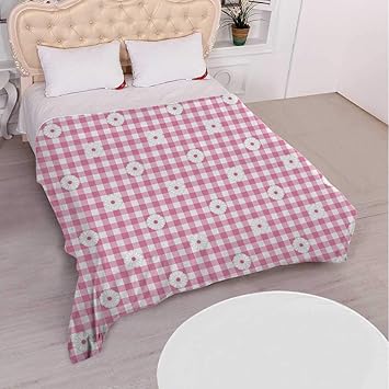Amazon Com Yoliyana Light Pink Durable Flannel Blanket Checkered