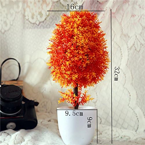 LANJIE The Simulation Home Furnishing Bonsai Potted Flowers And Green Plants Living Room Desktop Mini Plastic Ornaments Fresh Coffee Table Orange Oval Bonsai