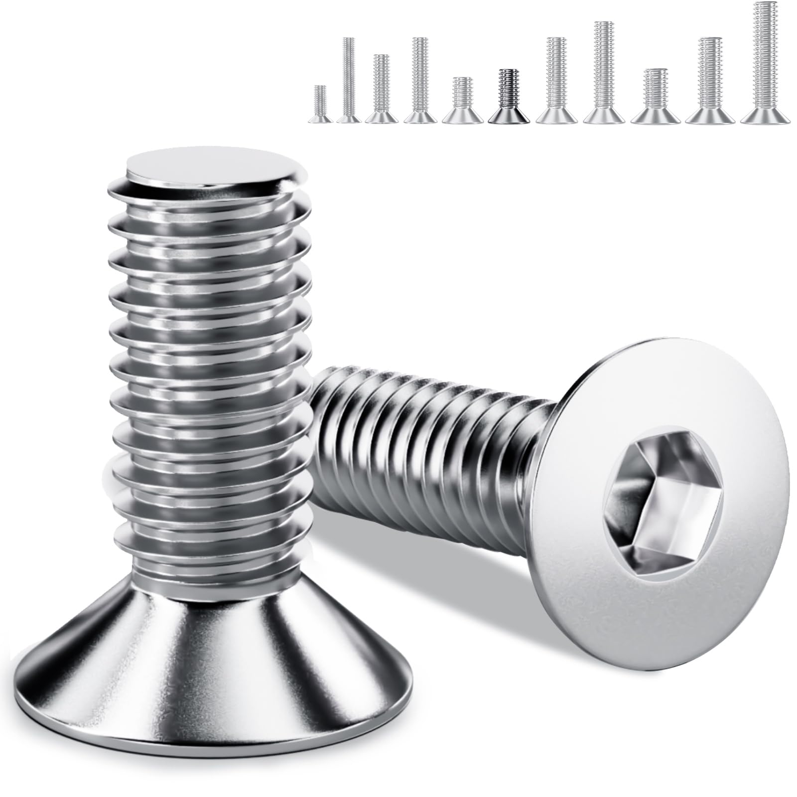 YOOPIN M5 120PCS Countersunk Bolts, M5 Countersunk Screws 12mm, A2 Stainless Steel Hex Socket Countersunk Machine Screws, Stainless Steel Hex Countersunk Screws for Furniture Cots and Chairs