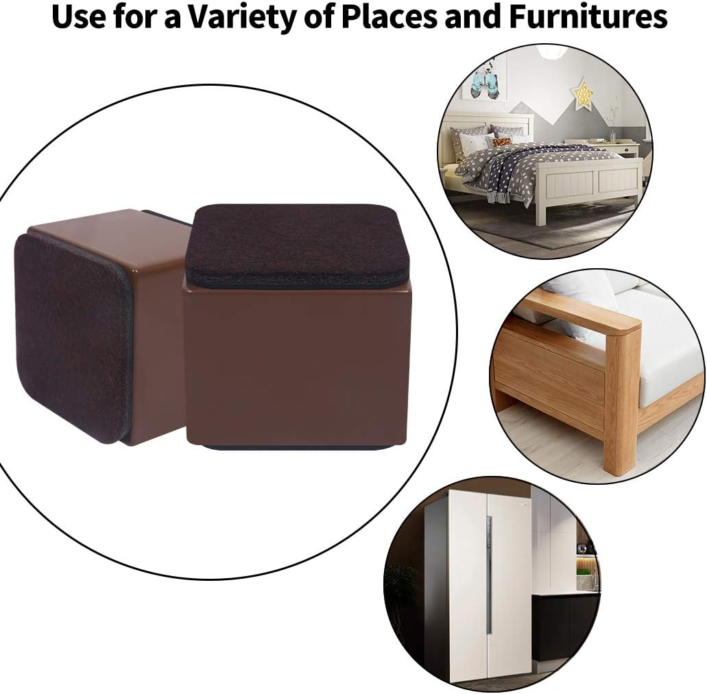 Ezprotekt Lift Furniture Risers Solid Steel Bed Risers,Adds 2" Height to Heavy Furniture or Beds Self-Adhesive Furniture Chair Table Risers Square(Set of 4) Supports 20,000 lbs (Brown): Home & Kitchen