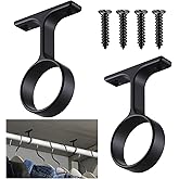 LEIFIDE 2 Pcs 1 5/16 Inch Diameter Round Wardrobe Closet Rod Suspended Center Support with Installation Screws Curtain Closet