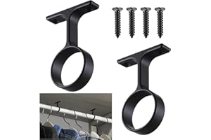 LEIFIDE 2 Pcs 1 5/16 Inch Diameter Round Wardrobe Closet Rod Suspended Center Support with Installation Screws Curtain Closet Rod Ceiling Mount Bracket for Home Wardrobe