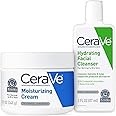 CeraVe Moisturizing Cream and Hydrating Face Wash Trial Combo, 12oz Cream + 3oz Travel Size Cleanser