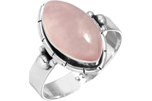 Boho Handmade Jewelry Natural Gemstone Amethyst, Lapis, Agate, Crystal Marquise Genuine 925 Sterling Silver Ring For Women