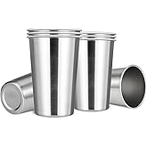 MEWAY Premium Stainless Steel Cups 16 oz Pint Cup Tumbler (8 Pack) - Premium Metal Cups - Stackable Durable Cup,Chilling Beer Glasses, for Travel, Outdoor, Camping, Everyday