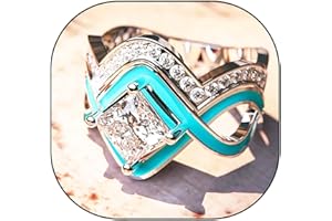 CSIYANJRY99 2PCS Western Jewelry Natural Turquoise Diamond Rings for Women Girls Boho Turquoise Silver Rings Jewelry Vintage Gemstone stone Joint Knuckle Rings Finger Index Ring
