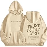 Tuislay Trust In The Lord Graphic Hoodies Christian Faith Sweatshirts For Women Bible Verse Religious Hoodie Pullover Tops