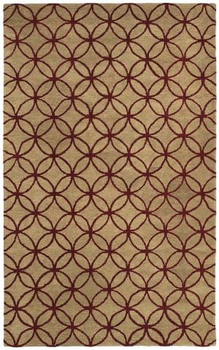 Contemporary 8'x10' Rectangle Area Rug in Peanut- Red color from Oeuvre Collection