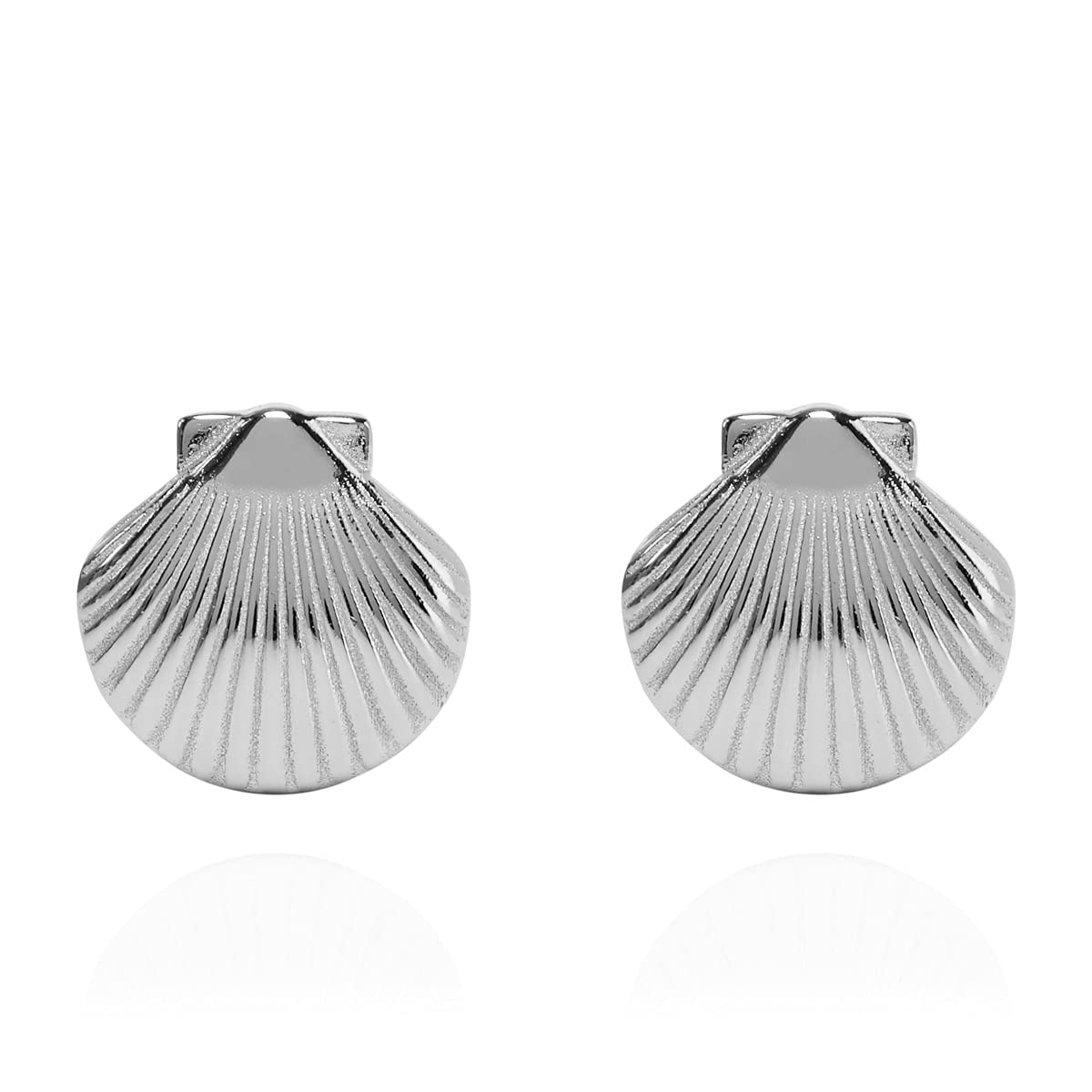 Annie Oak Womens 925 Silver Clam Shell Stud Earrings