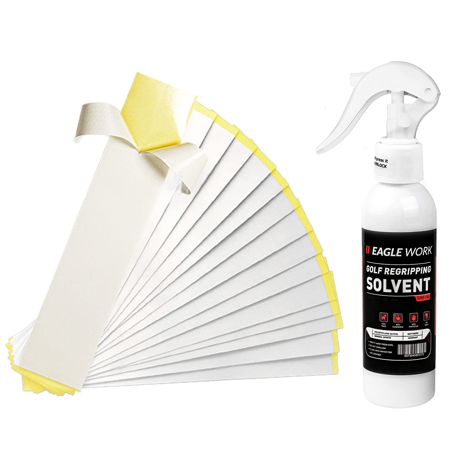 EAGLE WORK Golf Regriping Kits, 15 Scrim-Backed Tapes, 5oz Solvent — image 1