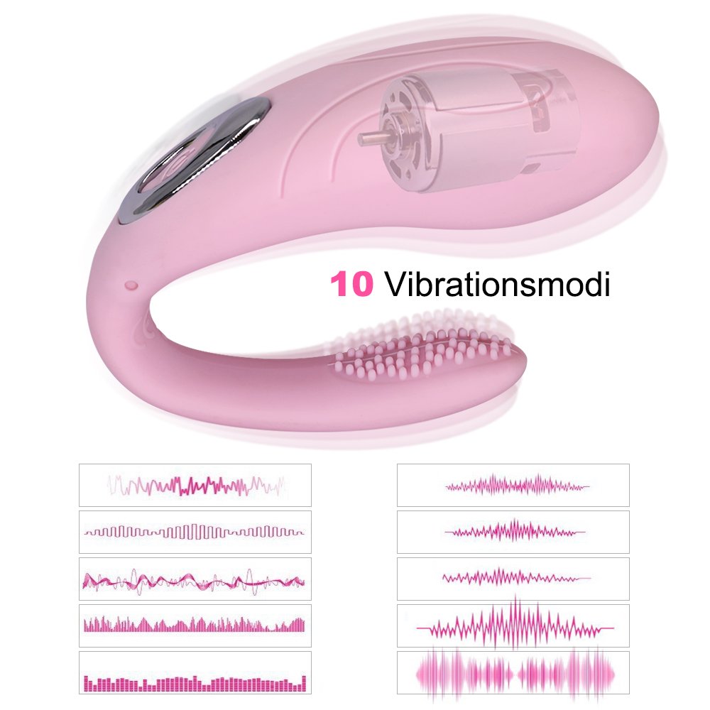 Paarvibrator Partner Vibratoren für Frauen und Paare,Silikon Paarvibratoren für Sie Klitoris und G-punkt Stimulation,Sexspielzeug - Wiederaufladbar,Leise,Hellrosa