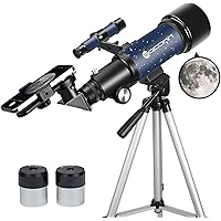 Telescope for Adults Beginners, 70mm Aperture 400mm AZ Mount Fully Multi-Coated Optics Refractor Portable Telescopes, Travel 