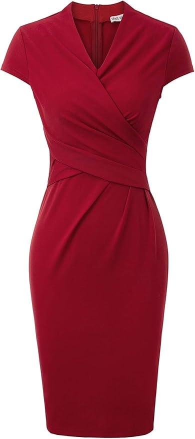 GRACE KARIN Bleistiftkleid Rockabilly Vintage Kleid Damen Business Kleider CL987