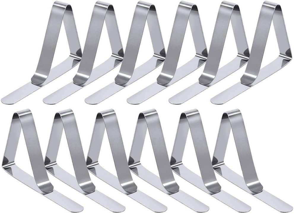 T-Antrix Tablecloth Clips 12 Packs Picnic Table Clips Flexible Stainless Steel Table Cloth Cover Clamps Table Cloth Holders Ideal for Picnics Marquees Weddings Graduation Party: Furniture & Decor
