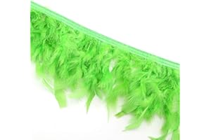 KOLIGHT Pack of 2 Yards Natural Dyed Turkey Flakes Feathers 4~6inch Fringe Trim DIY Dress Crafts Costumes Decoration (Lime Green)